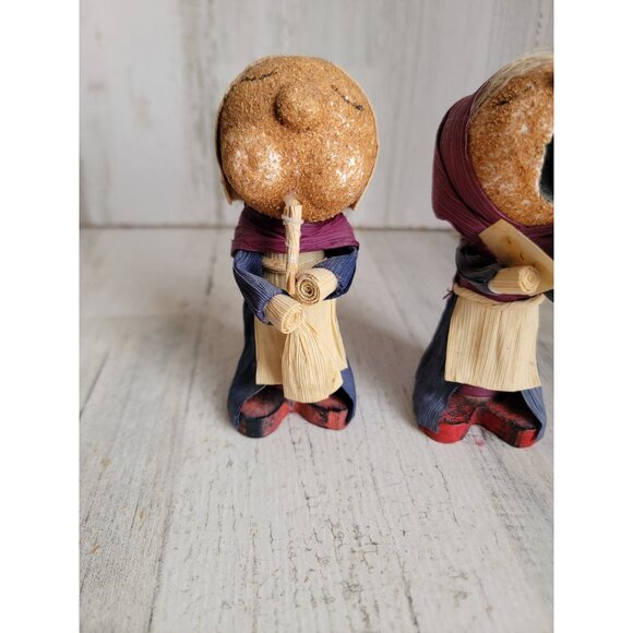 Vintage corn husk caroler doll girl set unique decor Xmas - Picture 2 of 7